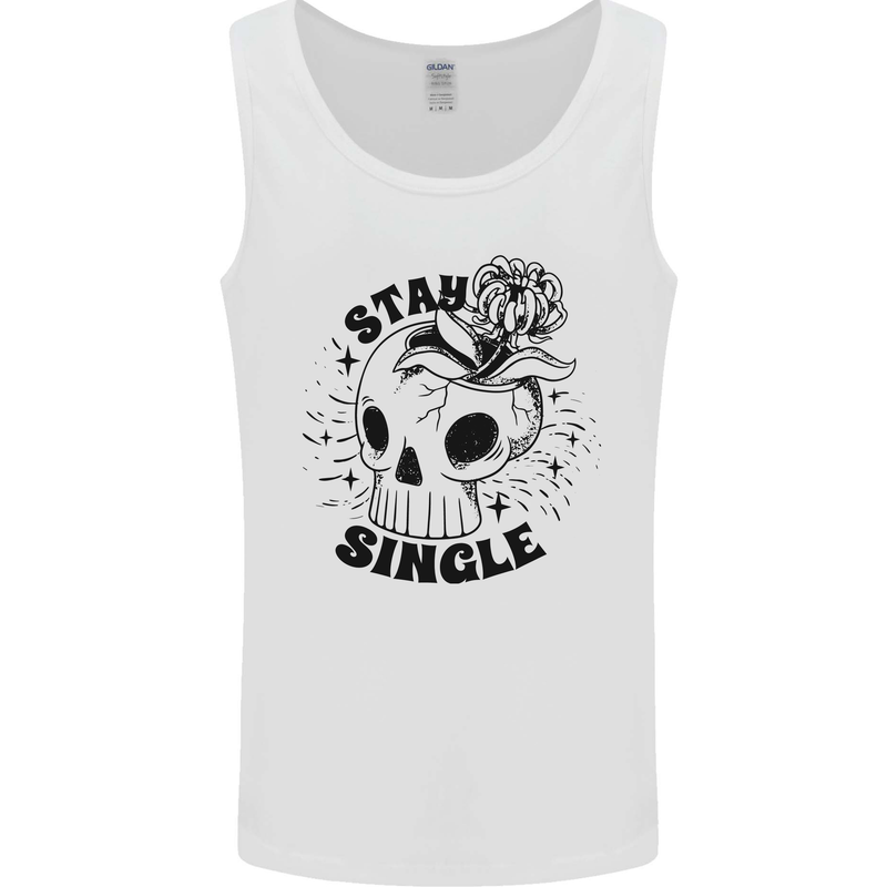 Stay Single Anti Valentines Singles Day Skull Mens Vest Tank Top White