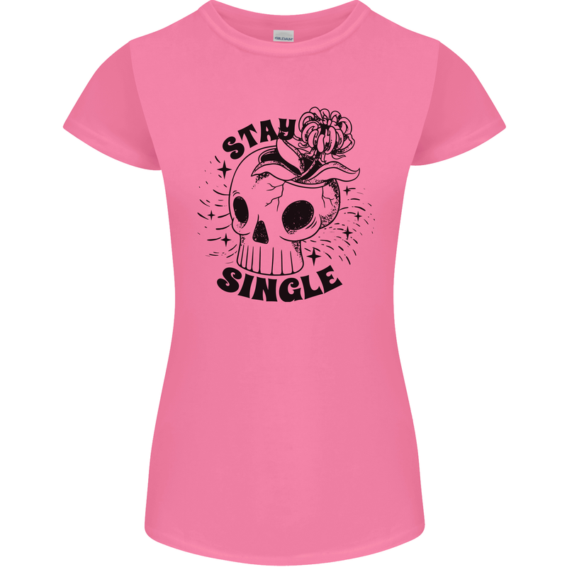 Stay Single Anti Valentines Singles Day Skull Womens Petite Cut T-Shirt Azalea