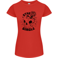 Stay Single Anti Valentines Singles Day Skull Womens Petite Cut T-Shirt Red