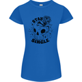 Stay Single Anti Valentines Singles Day Skull Womens Petite Cut T-Shirt Royal Blue