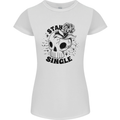 Stay Single Anti Valentines Singles Day Skull Womens Petite Cut T-Shirt White