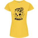Stay Single Anti Valentines Singles Day Skull Womens Petite Cut T-Shirt Yellow