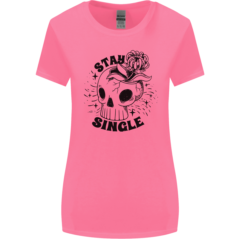 Stay Single Anti Valentines Singles Day Skull Womens Wider Cut T-Shirt Azalea