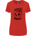Stay Single Anti Valentines Singles Day Skull Womens Wider Cut T-Shirt Red