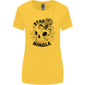Stay Single Anti Valentines Singles Day Skull Womens Wider Cut T-Shirt Yellow