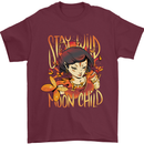 Stay Wild Moon Child Cancer Star Sign Zodiac Mens T-Shirt 100% Cotton Maroon