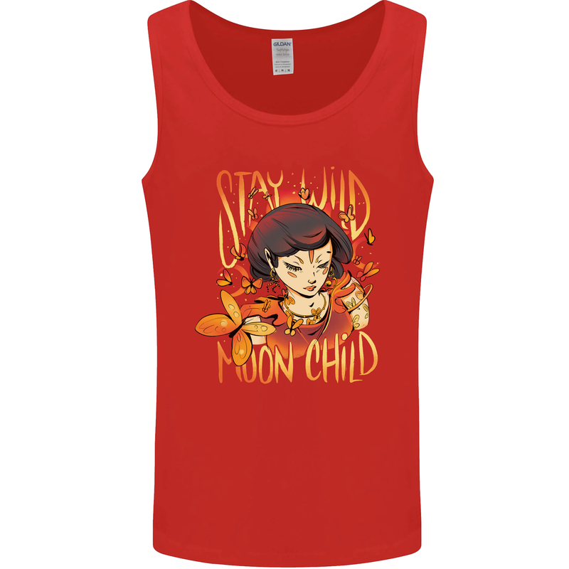 Stay Wild Moon Child Cancer Star Sign Zodiac Mens Vest Tank Top Red