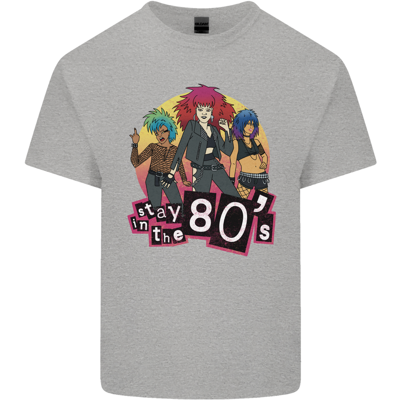 Stay in the 80s Cheesy Retro Culture Music Kids T-Shirt Childrens Sports Grey