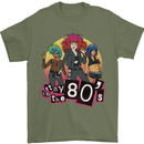 Stay in the 80s Cheesy Retro Culture Music Mens T-Shirt 100% Cotton Military Green