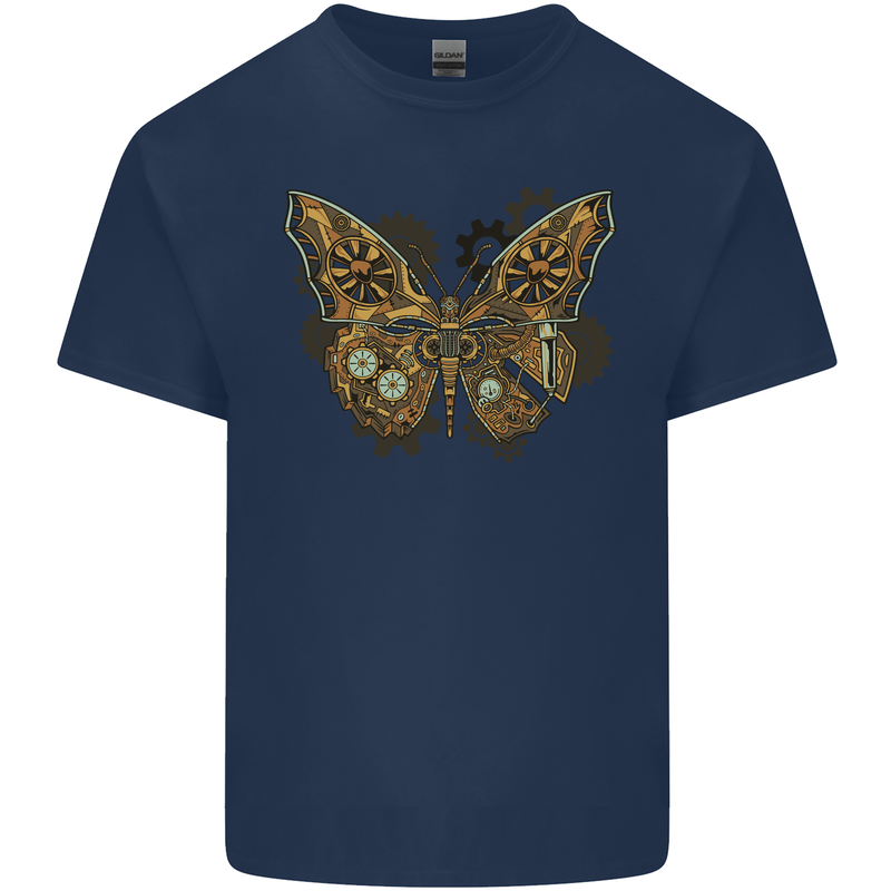 Steampunk Butterfly Butterflies Mens Cotton T-Shirt Tee Top Navy Blue