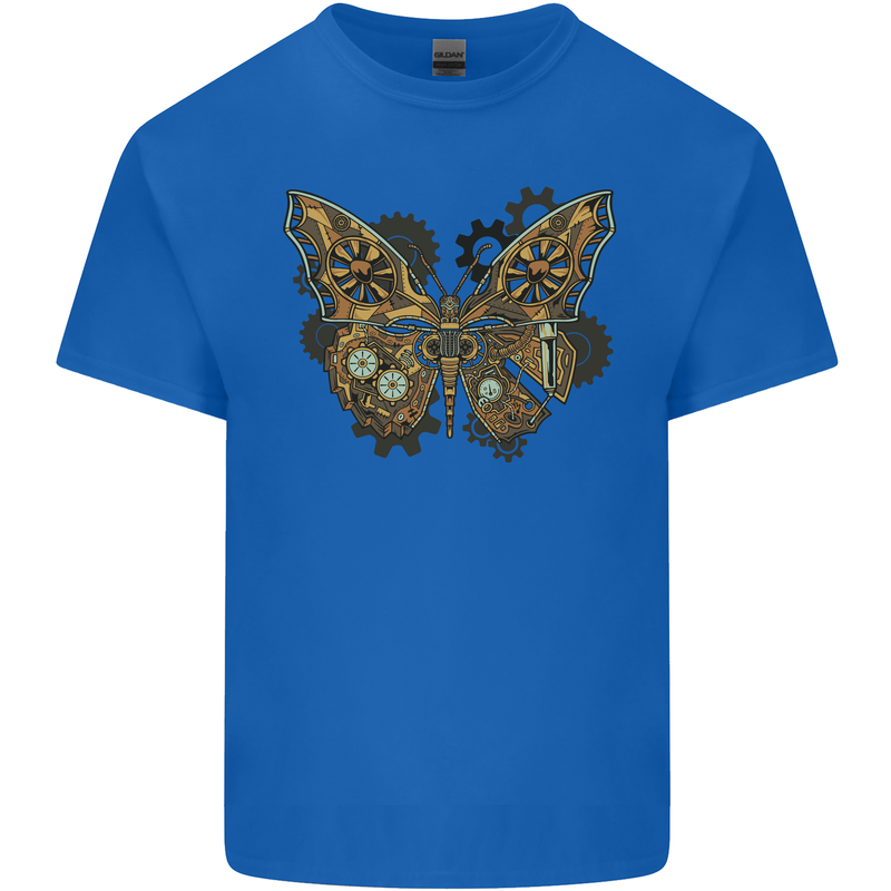 Steampunk Butterfly Butterflies Mens Cotton T-Shirt Tee Top Royal Blue