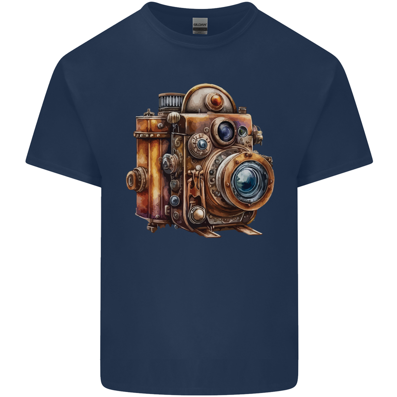 Steampunk Camera Photographer Photography Kids T-Shirt Childrens Navy Blue