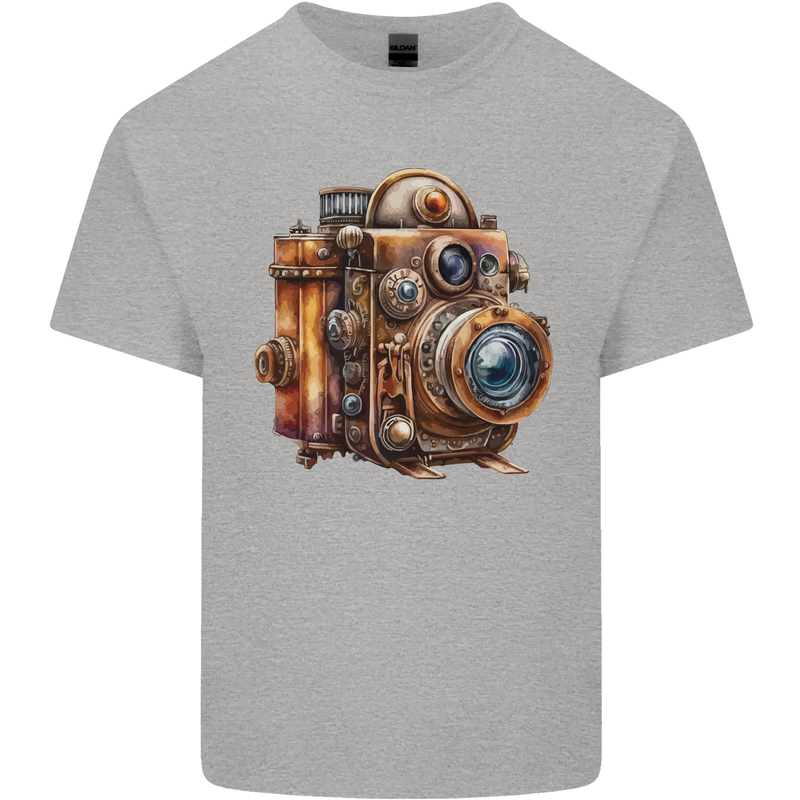 Steampunk Camera Photographer Photography Kids T-Shirt Childrens Sports Grey