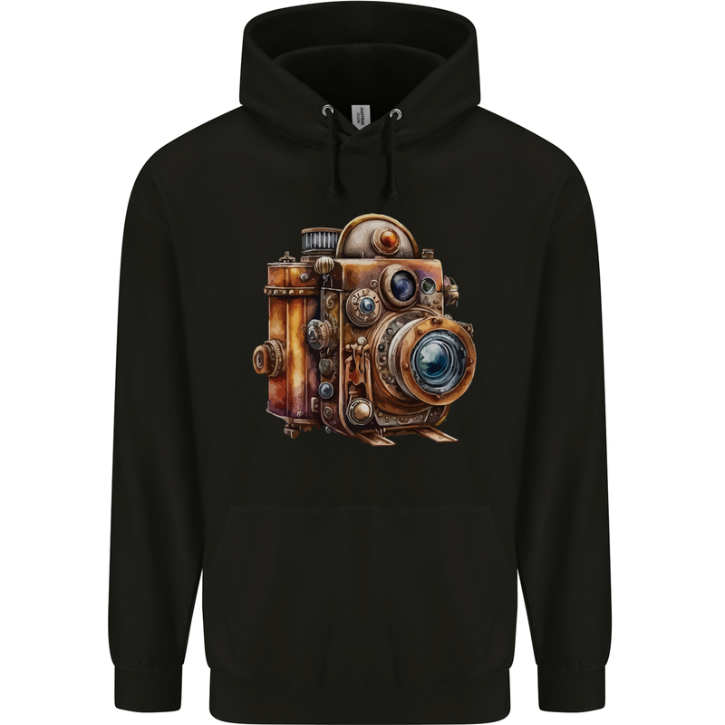 Steampunk Camera Photographer Photography Mens 80% Cotton Hoodie Black