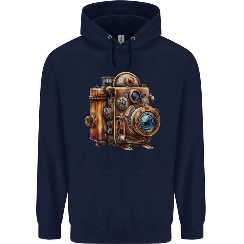 Steampunk Camera Photographer Photography Mens 80% Cotton Hoodie Navy Blue