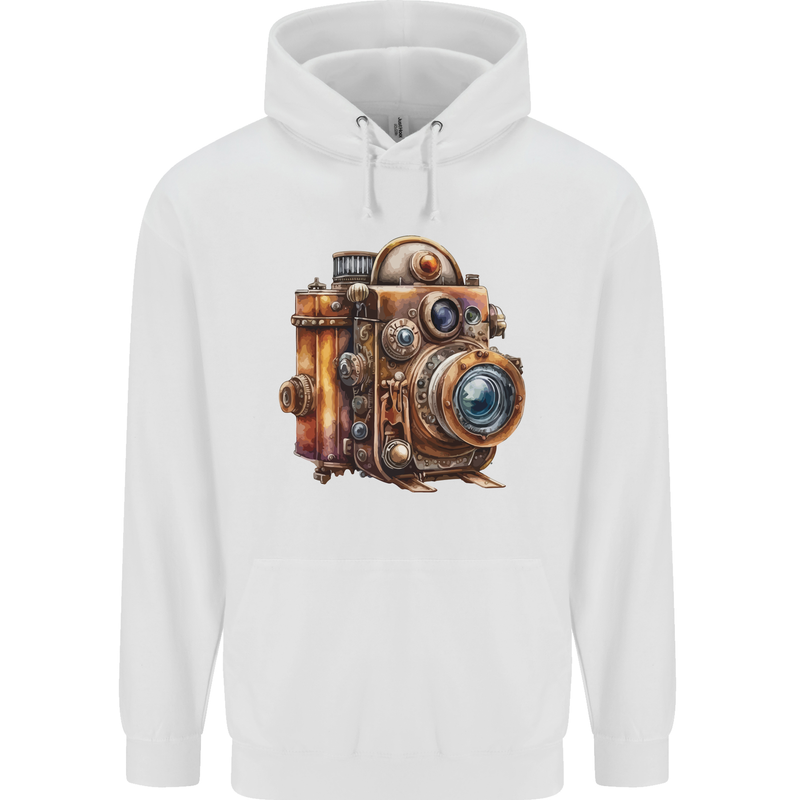 Steampunk Camera Photographer Photography Mens 80% Cotton Hoodie White