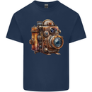 Steampunk Camera Photographer Photography Mens Cotton T-Shirt Tee Top Navy Blue
