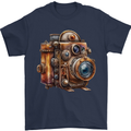 Steampunk Camera Photographer Photography Mens T-Shirt 100% Cotton Navy Blue