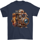 Steampunk Camera Photographer Photography Mens T-Shirt 100% Cotton Navy Blue