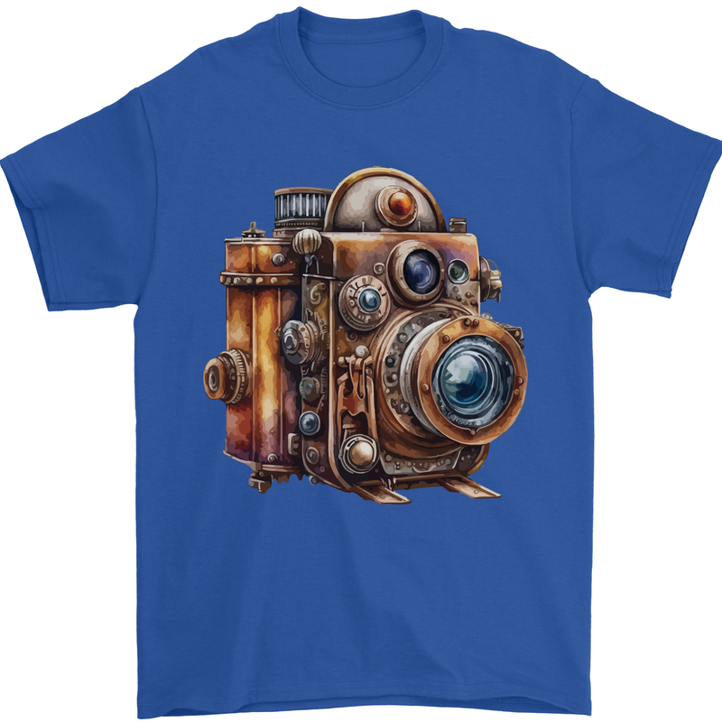 Steampunk Camera Photographer Photography Mens T-Shirt 100% Cotton Royal Blue