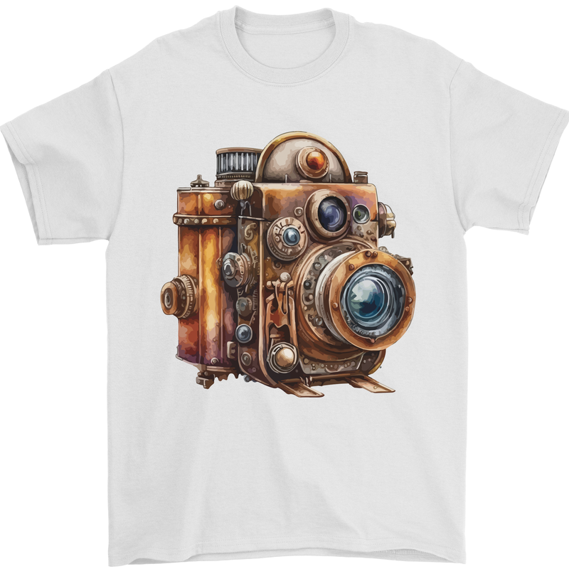 Steampunk Camera Photographer Photography Mens T-Shirt 100% Cotton White