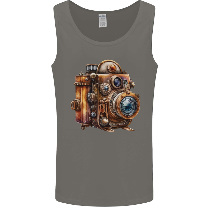 Steampunk Camera Photographer Photography Mens Vest Tank Top Charcoal