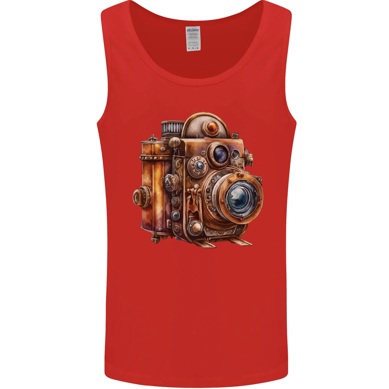 Steampunk Camera Photographer Photography Mens Vest Tank Top Red