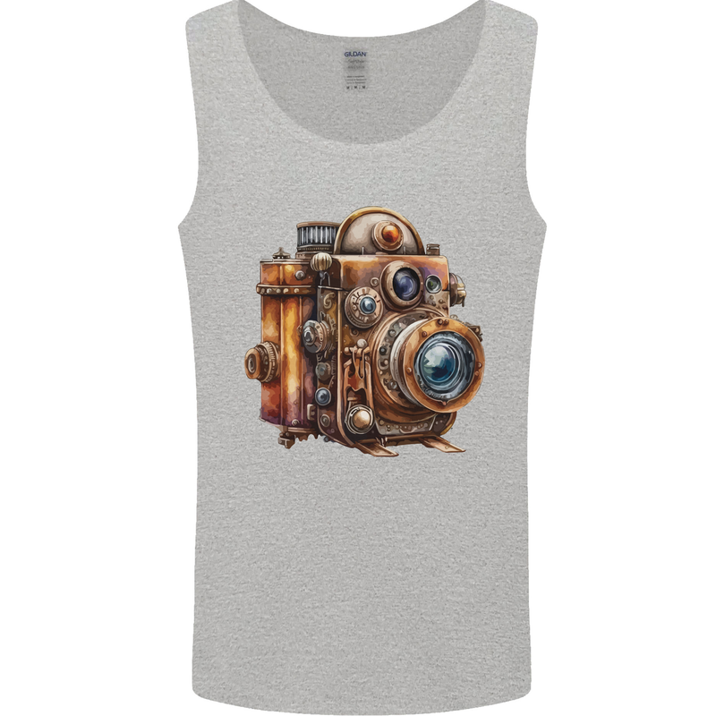 Steampunk Camera Photographer Photography Mens Vest Tank Top Sports Grey
