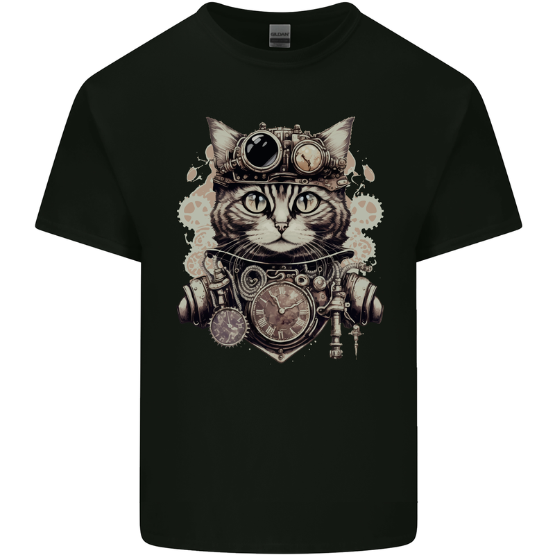 Steampunk Cat Kids T-Shirt Childrens Black