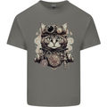 Steampunk Cat Kids T-Shirt Childrens Charcoal