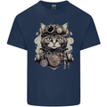 Steampunk Cat Kids T-Shirt Childrens Navy Blue