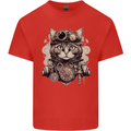 Steampunk Cat Kids T-Shirt Childrens Red