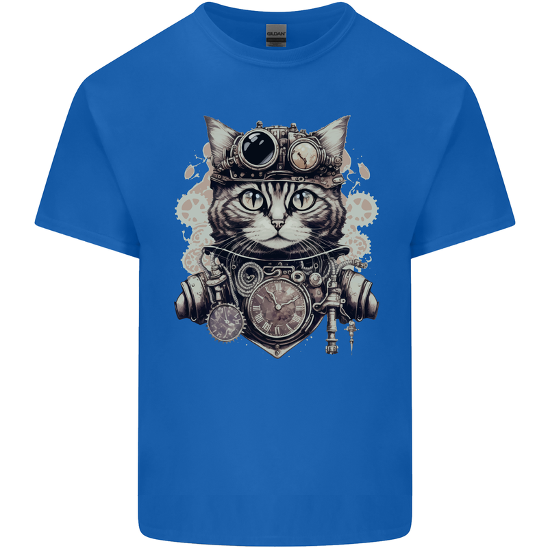 Steampunk Cat Kids T-Shirt Childrens Royal Blue