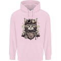 Steampunk Cat Mens 80% Cotton Hoodie Light Pink