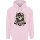 Steampunk Cat Mens 80% Cotton Hoodie Light Pink