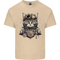 Steampunk Cat Mens Cotton T-Shirt Tee Top Sand