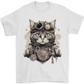 Steampunk Cat Mens T-Shirt 100% Cotton White