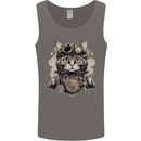 Steampunk Cat Mens Vest Tank Top Charcoal