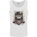 Steampunk Cat Mens Vest Tank Top White