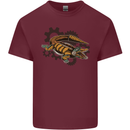 Steampunk Crocodile Alligator Mens Cotton T-Shirt Tee Top Maroon