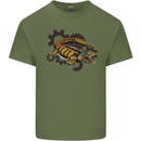 Steampunk Crocodile Alligator Mens Cotton T-Shirt Tee Top Military Green