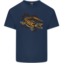Steampunk Crocodile Alligator Mens Cotton T-Shirt Tee Top Navy Blue