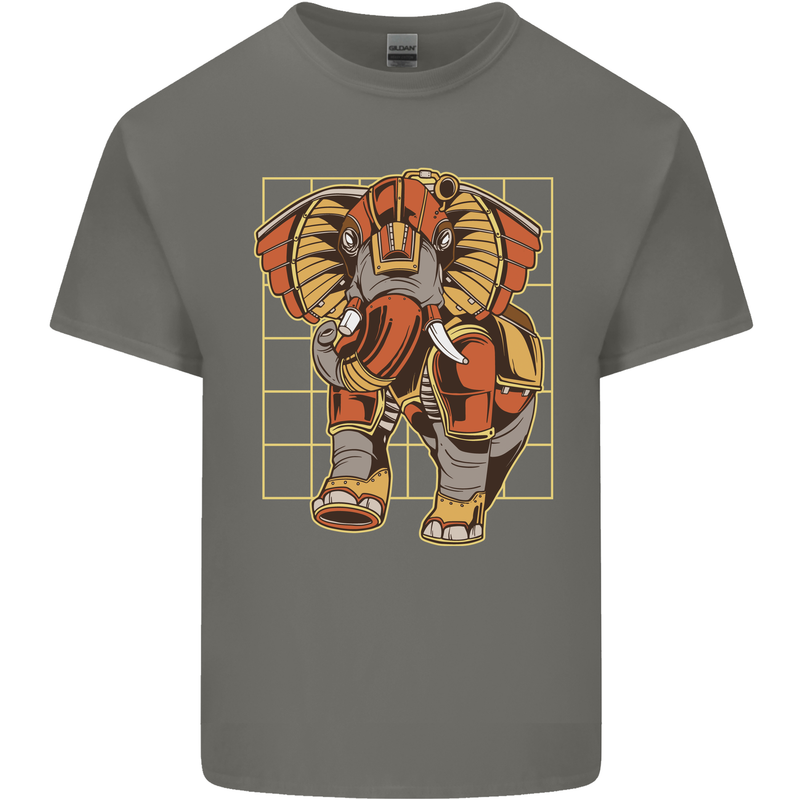 Steampunk Elephant Mens Cotton T-Shirt Tee Top Charcoal