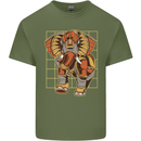 Steampunk Elephant Mens Cotton T-Shirt Tee Top Military Green