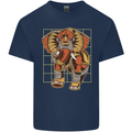 Steampunk Elephant Mens Cotton T-Shirt Tee Top Navy Blue