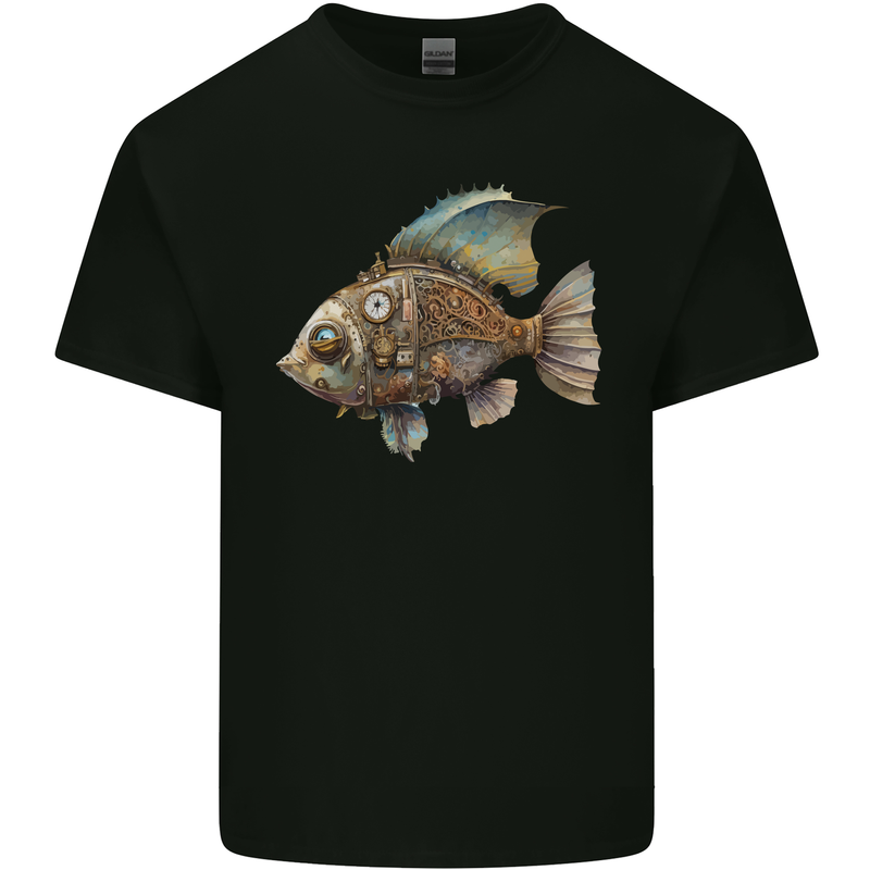 Steampunk Fish 1 Kids T-Shirt Childrens Black