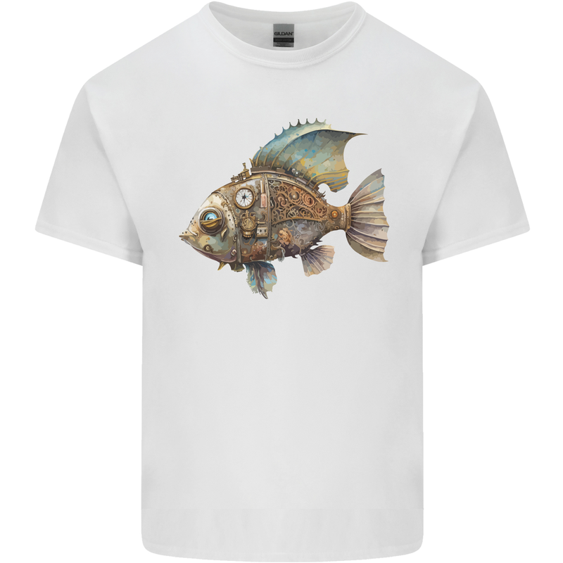 Steampunk Fish 1 Kids T-Shirt Childrens White