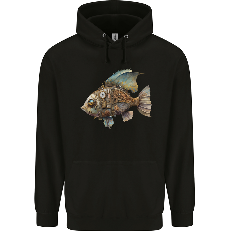 Steampunk Fish 1 Mens 80% Cotton Hoodie Black