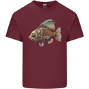 Steampunk Fish 1 Mens Cotton T-Shirt Tee Top Maroon