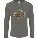 Steampunk Fish 1 Mens Long Sleeve T-Shirt Charcoal